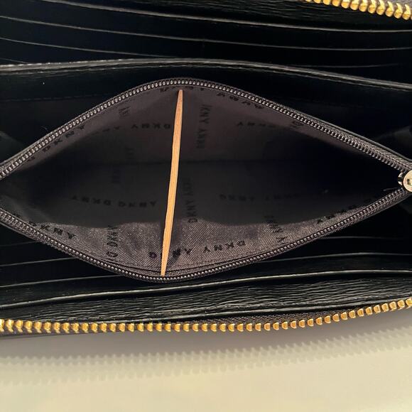 DKNY Faux Leather Perry Zip Around Wallet in Black - Picture 6 of 12